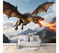 Décoration Murale Dragon De Feu Médiéval, Papier Peint 3D Décorations Pour Une Fête Sur Le Thème Des Dragonsdécoration Murale Chambre Enfant Créer Un Mur D’Accent Idéal Pour Locations 200X140cm
