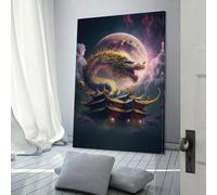 Décoration murale Dragon japonais 3 pièces pour couloir et escaliers, jolie décoration de chambre prête à accrocher, grandes images 20 x 30 cm