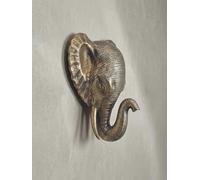 Décoration murale éléphant en aluminium doré Afrique 41 cm Tête d'animal | Décoration murale design en métal | Décoration murale moderne | Décoration d'intérieur exotique | Sculpture murale Décoration