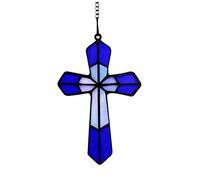 Décoration Murale en Acrylique, Croix Religieuse créative à Suspendre, 6, 3x3, 9 Pouces, pour fenêtre, Mur, Porche, Salon (Bleu)