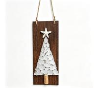 Décoration murale en bois massif avec étoile de mer en résine pour dessus | Pièces en verre de mer poli, construction en bois robuste, étoile de mer en résine blanche, détails de tronc en bois flotté
