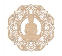 Décoration Murale en Bois Naturel ' Bouddha Mandala ' - Dimensions : L.50 x l.0,4 x H.50 cm