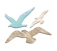 Décoration Murale en Bois Style méditerranéen Seaside Home, 3 pièces, Motif Mouette, pour Chambre Dgz167 (Light Blue, 24x23.1cm)