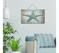 Décoration murale en bois sur le thème de la plage nautique et de l'océan, étoile de mer sous-marine, ferme, 15,2 x 25,4 cm, coquillages, coquillage côtier, pétoncle, art mural personnalisé avec