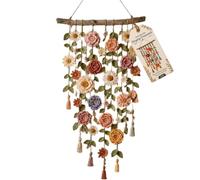 Décoration Murale en Coton au Crochet avec Fleurs | Ornement floral suspendu en cascade de ferme Boho for dortoir de chambre d'enfant(1 pcs)