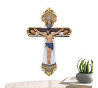 Décoration murale en forme de chrétienne | Décoration murale en résine fabriquée à la main - Crucifix mural en bois, symbole religieux, décoration murale exquise en résine pour la famille, les