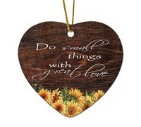 Décoration murale en forme de cœur plat avec inscription « Do Small Things with Great Love » en céramique pour sapin de Noël - Souvenir de Noël - Cadeau fantaisie pour Noël