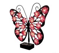Décoration murale en forme de papillon à énergie solaire Jaune Rose 25 cm | Corps en métal durable, matériau résistant à l'eau, à la pluie, à la neige, au brouillard, taille de 25 cm