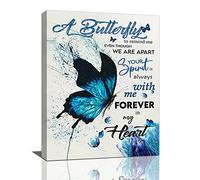 Décoration Murale en Forme de Papillon Bleu - Affiche Murale, Déco Murale - Impression sur Toile Encadrée - Pour Salle de Bain, Salon, Cuisine, Bureau - 30,5 x 40,6 cm