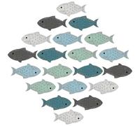 Décoration murale en forme de poisson, lot de 20 pièces, 8,1 x 4,1 cm, décoration murale adhésive en bois, thème nautique, pour salon, chambre à coucher, fête, décoration murale de plage, décoration m