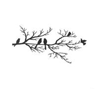 Décoration murale en forme de silhouette d'oiseau, motif branche d'arbre avec 5 oiseaux, décoration en fer résistant aux intempéries pour jardin, salon, couloir