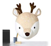 Décoration murale en forme de tête d'animal en peluche - Sculpture décorative créative en peluche, pièce de décoration d'intérieur montée, style tenture murale | Chambre à coucher, salle de jeux
