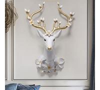 Décoration murale en forme de tête de cerf - Décoration murale - Décoration murale - Grande tête d'animal artificielle - Décoration murale à suspendre - Fausse taxidermie - Sculpture de bois de cerf