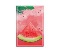 Décoration murale en forme de tranche de pastèque, peinture à l'aquarelle d'une seule tranche de pastèque, affiche de fruits, image sur toile vive, décoration murale rafraîchissante pour chambre à