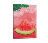 Décoration murale en forme de tranche de pastèque, peinture à l'aquarelle d'une seule tranche de pastèque, affiche de fruits, image sur toile vive, décoration murale rafraîchissante pour chambre à
