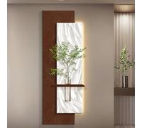 Décoration murale en grès 3D avec lumières LED - Peinture et sculpture d'art d'entrée pour salon et chambre à coucher