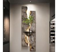 Décoration murale en grès 3D avec lumières LED - Peinture et sculpture d'art d'entrée pour salon et chambre à coucher