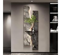 Décoration murale en grès 3D avec lumières LED - Peinture et sculpture d'art d'entrée pour salon et chambre à coucher