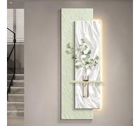 Décoration murale en grès 3D avec lumières LED - Peinture et sculpture d'art d'entrée pour salon et chambre à coucher