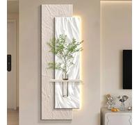 Décoration murale en grès 3D avec lumières LED - Peinture et sculpture d'art d'entrée pour salon et chambre à coucher