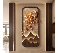 Décoration Murale En Grès Avec Éclairage LED, Grande Tenture Murale En Forme De Kaki, Tableau En Grès Sans Cadre, Applique Murale Créative Pour Salon, Chambre, Entrée(B,50 * 100cm)