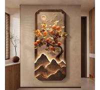 Décoration Murale En Grès Avec Éclairage LED, Grande Tenture Murale En Forme De Kaki, Tableau En Grès Sans Cadre, Applique Murale Créative Pour Salon, Chambre, Entrée(A,60 * 120cm)