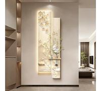 Décoration Murale En Grès Avec Éclairage LED, Tableau 3D En Grès Avec Vase De Réserve D'eau, Applique Murale Moderne Et Épurée Représentant Neuf Poissons Pour Salon(B,35 * 100cm)