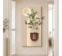 Décoration Murale en grès avec Lampe et Vase, élément décoratif créatif pour canapé, Chevet ou Couloir.