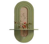 Décoration murale en grès faite à la main avec étagère en rotin tissé pour le salon et le couloir (55 x 80 cm) - Décoration d'entrée unique