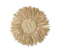 Décoration murale en macramé - Couronne en raphia bohème | Décoration en fibre naturelle tissée à la main pour Noël, mariages et festivals de la maison | Couronne ronde rustique pour décoration murale