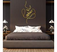 Décoration Murale en métal « 2 Visages Amoureux », Art linéaire, Art féminin, décoration de Couple, à Suspendre dans Le Salon (39,37 x 24,4 pouces/100 x 62 cm, doré)