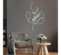 Décoration Murale en métal « 2 Visages Amoureux », Art linéaire, Visage de Femme, Art linéaire de Visages de Couple, décoration pour Couple, à Suspendre dans Le Salon (19,68 x 12,2