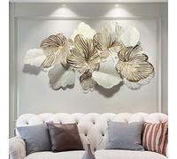 Décoration murale en métal 3D Feuilles Décoration murale moderne dorée Sculptures murales « Fleur dorée » Fait à la main Décoration murale pour salon, chambre à coucher, cuisine de luxe