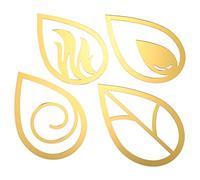 Décoration murale en métal à 4 éléments : symbole de la terre, de l'eau, de l'air et du feu, 4 pièces géométriques à suspendre pour la maison, le salon, la décoration murale dorée