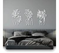 Décoration murale en métal abstraite représentant une femme et une fleur, ligne féminine, œuvre d'art minimaliste, sculpture moderne pour salon, chambre, couloir et escaliers, cadeau nature pour