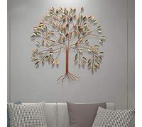 Décoration Murale en métal Arbre de Vie Rustique Grand Format Suspension Murale 3D créative Arbre Vintage aux Feuilles Bronze pour Salon Chambre intérieur et