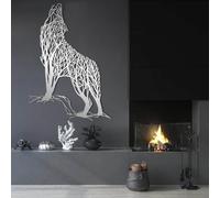 Décoration Murale en métal argenté Lignes abstraites Faune Sauvage Sculpture Moderne pour Salon Chambre Couloir et escaliers Style Nature (argenté)