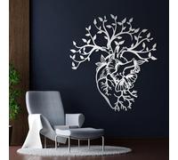 Décoration Murale en métal argenté représentant Un Arbre en Forme de cœur Anatomique, pour Un Cabinet médical ou Un Chirurgien. Sculpture Moderne décorative représentant Un AR