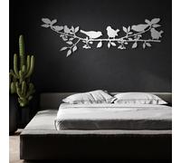 Décoration Murale en métal argenté Sculpture Suspendue représentant Un Oiseau et des Branches d'arbre idéale pour Le Salon la Chambre ou la Salle de Bain Dimensions : 175 × 55 cm (69 × 22 Pouces)