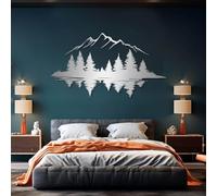 Décoration Murale en métal argenté Sculpture Suspendue représentant Une Montagne et Une Colline pour Salon ou Chambre 135 x 76 cm (53 x 30 Pouces)