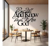 Décoration Murale en métal « Arrêtez, et sachez Que Je suis Dieu » (Psaume 46:10) - Verset biblique - Décoration Murale chrétienne - Grande tenture Murale biblique (Noir