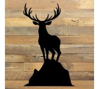 Décoration Murale en Métal Art du Coquillage Féerique Noir Sculpture Murale Rustique Western Élan de La Forêt Décoration pour Salon Chambre Maison Cuisine Jardin (B)