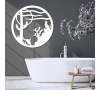 Décoration Murale en métal, Art Minimaliste Moderne, représentant Un Coyote dans Un Paysage désertique du Sud-Ouest américain et Un Loup. Idéale pour Patio et Jardin (47 x 47 cm, b