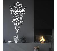 Décoration Murale en métal, Art Mural, Fleur de Lotus, décoration spirituelle, décoration Bouddhiste, Panneau Zen, tentures pour Salon ou Studio de Yoga (Blanc, 30 x 62 cm)