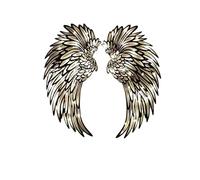 Décoration Murale en métal avec Ailes d'ange illuminées de 11,8 po, Sculpture d'art Mural d'ailes Lumineuses, Suspension Murale d'intérieur et d'extérieur à Aile LED