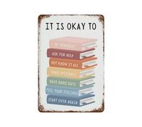 Décoration murale en métal avec inscription « It's Okay to Not Be Okay » - Décoration d'intérieur moderne - 30 x 20 cm