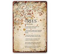 Décoration murale en métal avec poèmes sur les arbres, citations de Joyce Kilmer, affiches et tableaux, idéal pour la chambre, le garage ou un espace masculin. Plaque métallique 20 x 30 cm (8 x 12 po