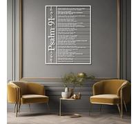 Décoration Murale en métal avec versets bibliques, Psaume 91, Inspiration chrétienne, décoration biblique, Motivation (Blanc, 100 x 129 cm)