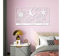 Décoration Murale en métal Blanc représentant Le Soleil, la Lune et Les étoiles du Tarot. Sculpture Moderne pour Salon, Chambre, Couloir et escalier.