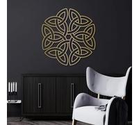 Décoration Murale en métal, Cercle de nœud Celtique, Style Celtique, géométrie sacrée, nœud Celtique, décoration pour Salon ou Chambre (doré, 90 x 84 cm)
